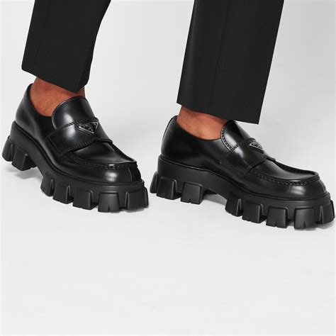 prada mens black loafers 3514|Prada monolith loafers women's.